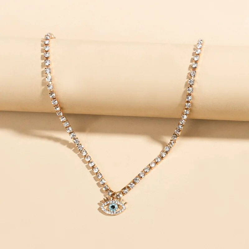Modes Turkish Evil Eyes kaklarotas sievietēm Bohēmijas vintage īsas kristāla atslēgas kaula ķēde Velna kulonu kaklarota ballītes rotaslietas