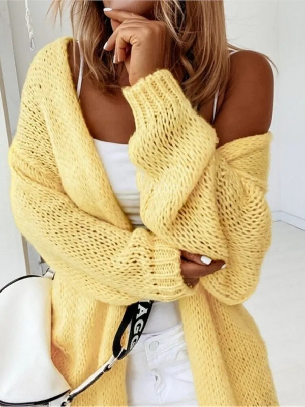 Kardigan Γυναικεία casual μακρυμάνικα πουλόβερ Top 2022 Φθινόπωρο Χειμώνας Νέα Μόδα Φαρδιά Ζακέτα Πανωφόρια Κομψά μασίφ πλεκτά