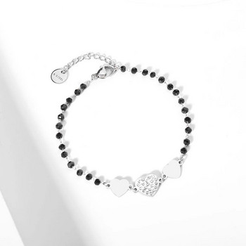 Ανοξείδωτο ατσάλι πολυτελές βραχιόλι ζιργκόν σε σχήμα καρδιάς για γυναίκες Luxury 2022 Crystal Bead Chain Ρυθμιζόμενη κυκλική αλυσίδα