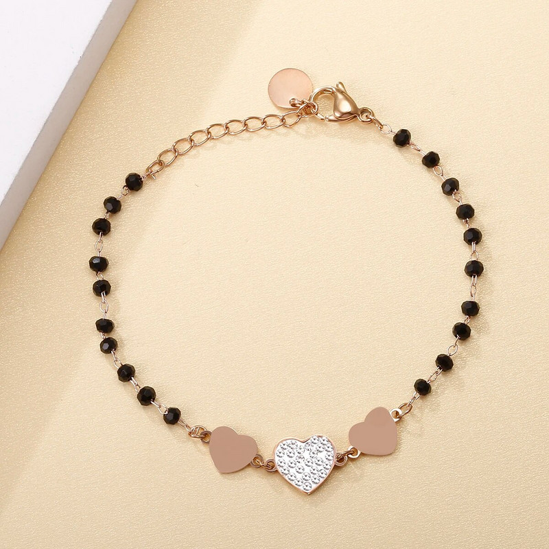 Prabangi nerūdijančio plieno širdies formos cirkonio apyrankė moterims, prabangi 2022 m. krištolo karoliukų grandinė, reguliuojama apskritimo grandinė