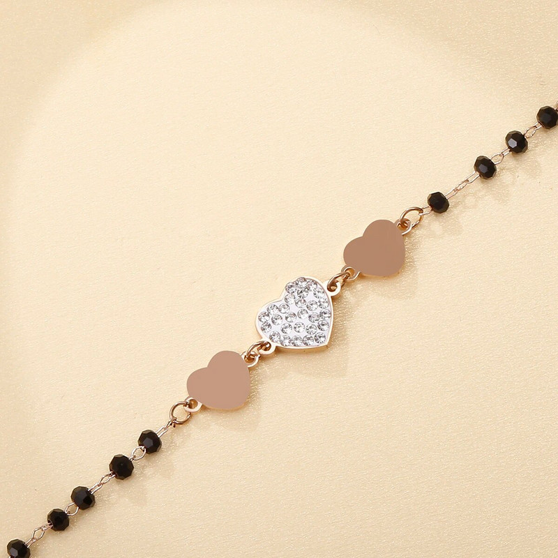 Prabangi nerūdijančio plieno širdies formos cirkonio apyrankė moterims, prabangi 2022 m. krištolo karoliukų grandinė, reguliuojama apskritimo grandinė