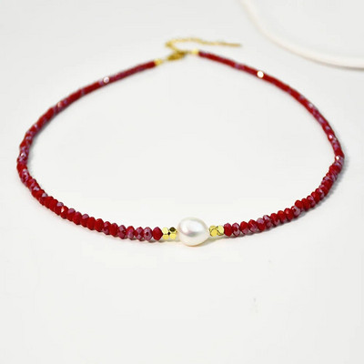 Bohém természetes édesvízi gyöngy nyaklánc színes puha polimer agyag gyöngyök nyakkivágással nyári strand kézzel készített női ékszerek