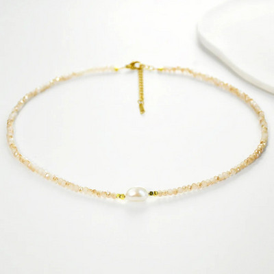 Bohém természetes édesvízi gyöngy nyaklánc színes puha polimer agyag gyöngyök nyakkivágással nyári strand kézzel készített női ékszerek