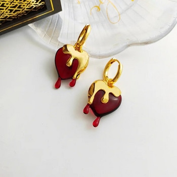 Модни нередовни обеци с капка разтопена вода Сърце за жени Луксозни елегантни обеци със златни обръчи Парти бижута