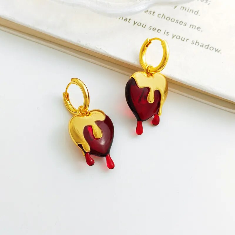 Madingi netaisyklingi išlydyto vandens lašai nuo širdies lašų auskarai moterims Prabangūs elegantiški auksiniai auskarai vakarėlio papuošalai