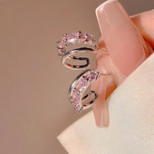 Μοντέρνα διπλά ροζ σκουλαρίκια ζιργκόν για γυναίκες Γλυκά δροσερά χαριτωμένα σκουλαρίκια Κοσμήματα γενεθλίων