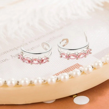 Модни двуслойни обеци с розов циркон за жени Сладки готини сладки обеци Бижута за рожден ден