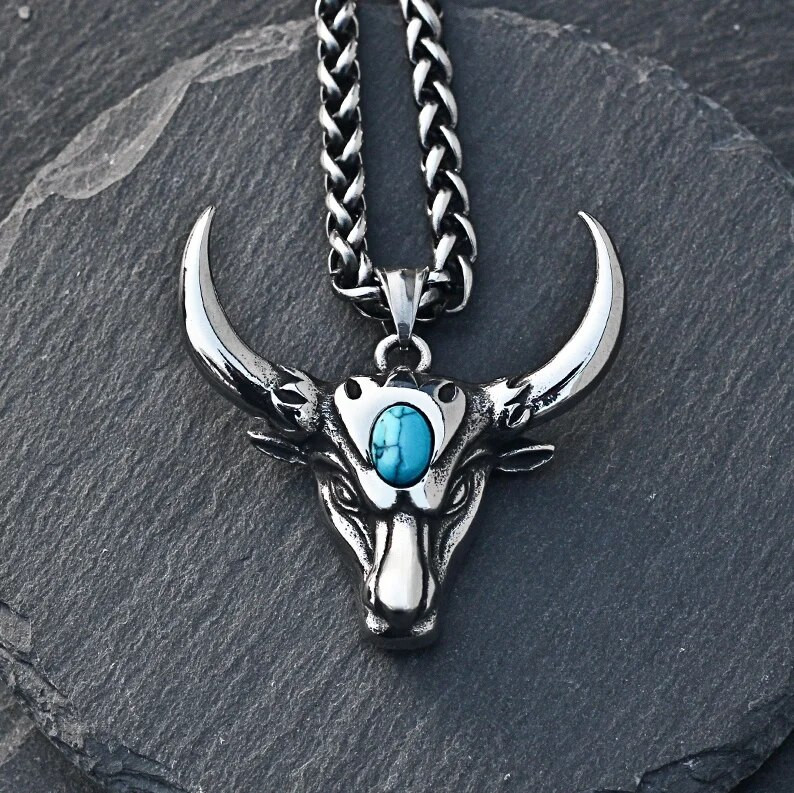 Férfi divatos bikafej nyaklánc medál vintage hip-hop nyaklánc férfiaknak 316L rozsdamentes acél medál nyaklánc divat ékszerek