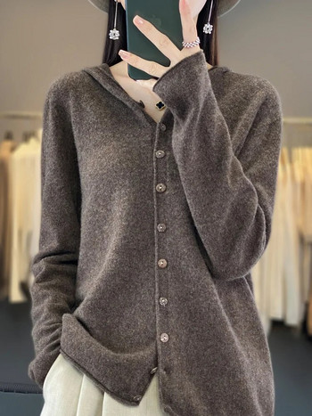 Aliselect Ανοιξιάτικο Γυναικείο πουλόβερ 100% Merino Wool Γυναικείο πλεκτό Gingrich Ζακέτα Πλεκτά Loose Hoodie Tops Traf y2k