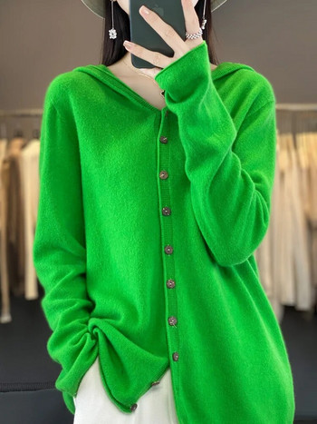 Aliselect Ανοιξιάτικο Γυναικείο πουλόβερ 100% Merino Wool Γυναικείο πλεκτό Gingrich Ζακέτα Πλεκτά Loose Hoodie Tops Traf y2k