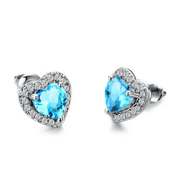 Luksusa sieviešu melni/zaļi/sarkani/balti auskari modes sudraba krāsā mazi sirds auskari sievietēm vintage kāzu rotaslietas