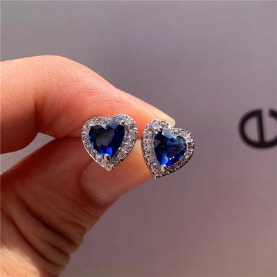 Luksusa sieviešu melni/zaļi/sarkani/balti auskari modes sudraba krāsā mazi sirds auskari sievietēm vintage kāzu rotaslietas