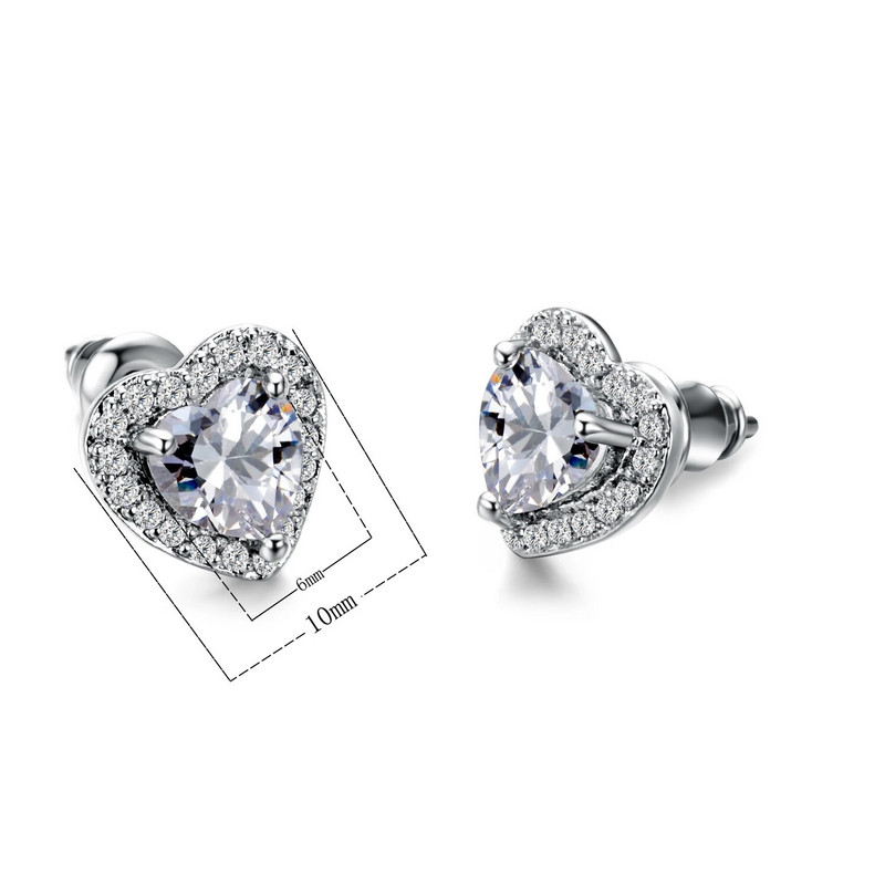 Luksusa sieviešu melni/zaļi/sarkani/balti auskari modes sudraba krāsā mazi sirds auskari sievietēm vintage kāzu rotaslietas