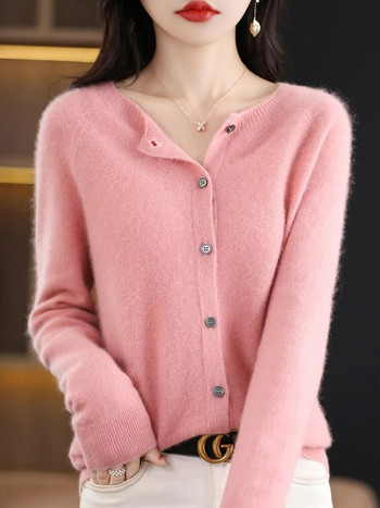 Μακρυμάνικο κασμίρ Γυναικεία πλεκτά πουλόβερ 100% αγνό μαλλί Merino Άνοιξη φθινοπωρινό μπλουζάκι O-neck Ζακέτα Non-Connect One Line