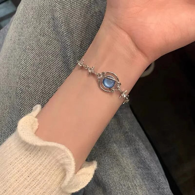 Sudraba krāsas mīlestības sirds kristāla rokassprādze sievietēm korejiešu šarms dzirkstošs regulējams elegants ķēdes aproces aksesuāri rotaslietas