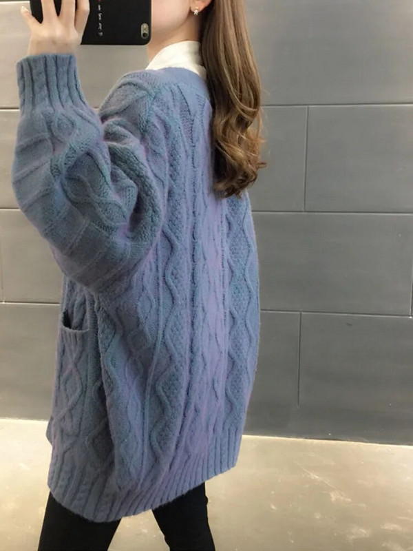 Džemperi Sieviešu Adīšana Jakas Ikdienišķs V veida kakla izgriezuma džemperis ar garām piedurknēm Ikdienas vienkrāsains Modes, brīvs, vienrindas džemperis