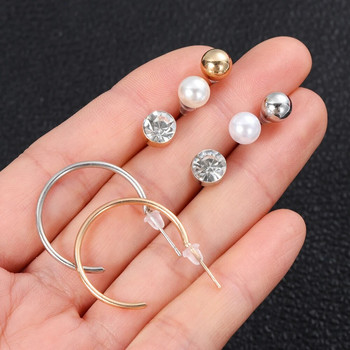 20 чифта Минималистичен смесен комплект малки обеци Перлен циркон Планински кристал Геометричен пръстен с обръч за уши за жени Момичета Бижута