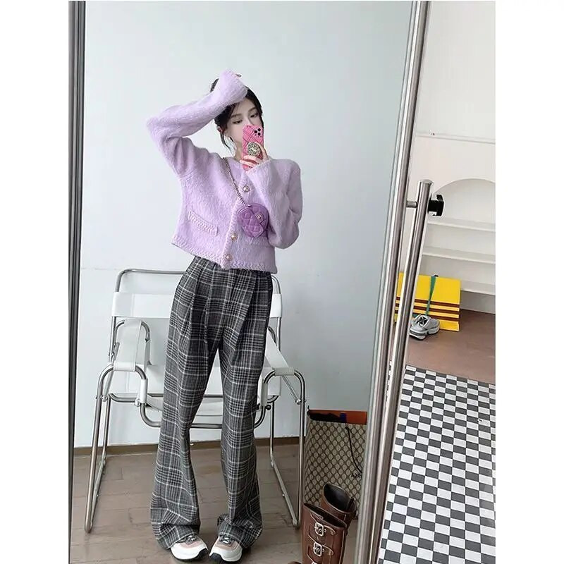 Rudens ziemas trikotāžas mēteļi Mohēra Sieviešu ūdeles Kašmira Džemperi Jakas Īsi Vilnas Šiks Pērļu trikotāžas izstrādājumi ar vienu rindu H129