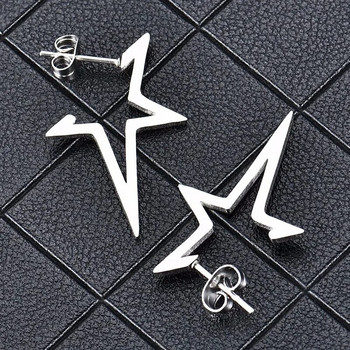 Готически Y2K звездни обеци Хип-хоп Готически модни пънк обеци от неръждаема стомана за жени Бижута Парти Приятели Най-добър подарък