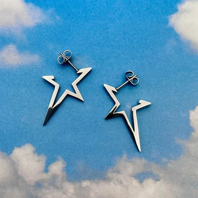 Gothic Y2K Star Auskari Hip Hop Gothic Fashion Nerūsējošā tērauda Punk Stud Auskari sievietēm Juvelierizstrādājumu ballītes draugiem Labākā dāvana