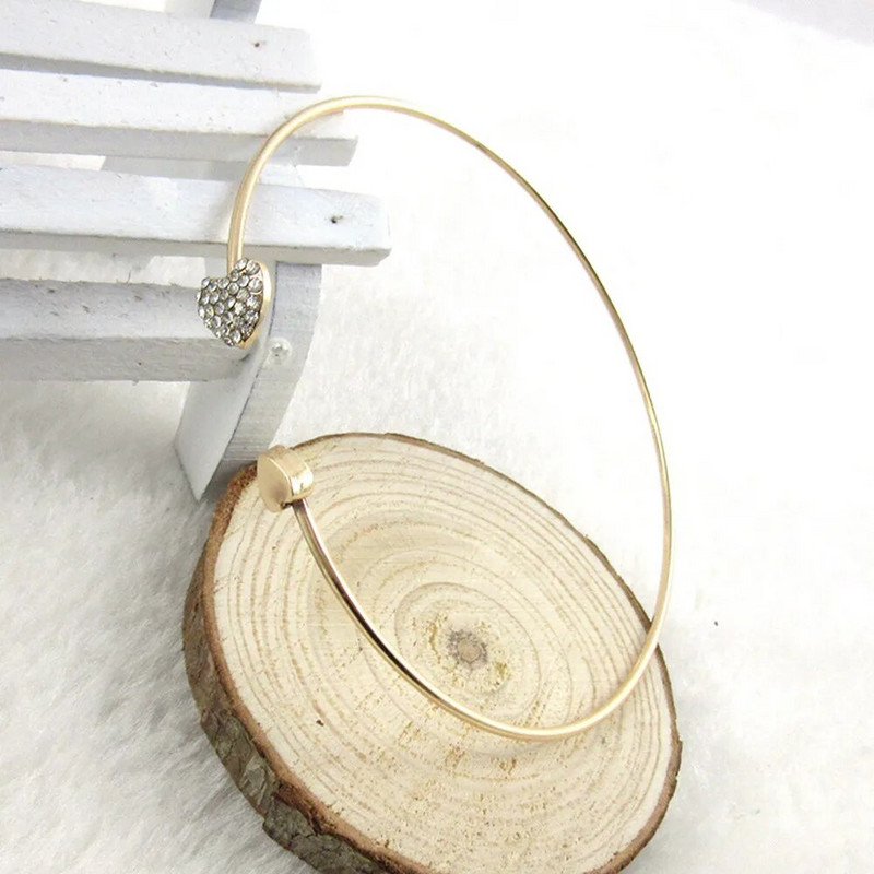 Sieviešu rokassprādzes Modes regulējama kristāla dubultā sirds loks Bilezik aproces atvēršanas rokassprādze sievietēm rotaslietas dāvana Mujer pulseras