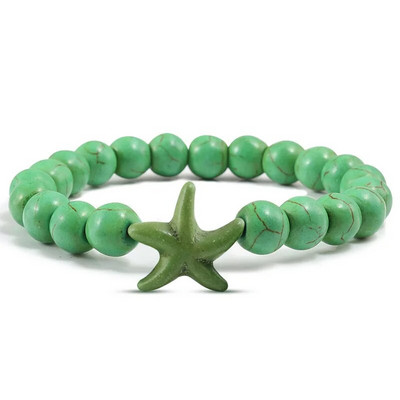 Modes jūras zvaigzne, zila, zaļa tirkīza, krelles aproces Rokassprādzes, pludmales šarms, rotaslietas, jūras zvaigzne, dabīgā akmens rokassprādze, pāra dāvanas