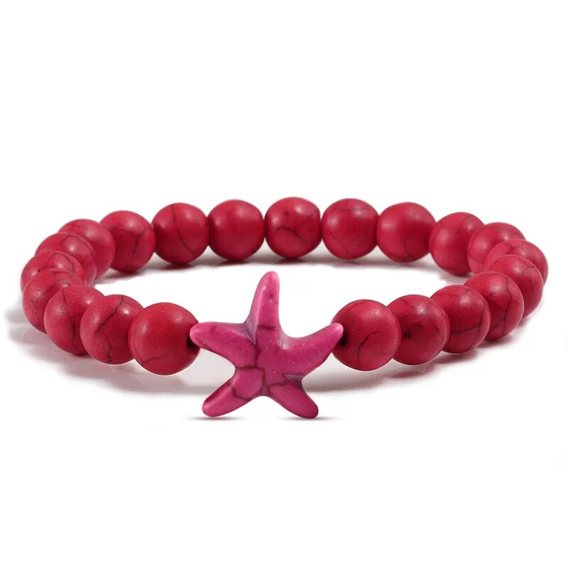 Modes jūras zvaigzne, zila, zaļa tirkīza, krelles aproces Rokassprādzes, pludmales šarms, rotaslietas, jūras zvaigzne, dabīgā akmens rokassprādze, pāra dāvanas