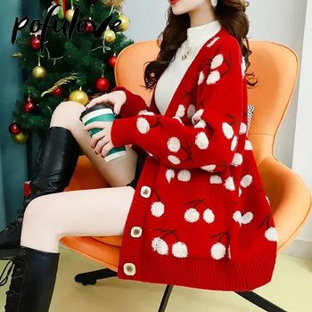 Πουλόβερ Ζακέτα Γυναικεία Sweet and Loose Lazy Style Korean Style Red Trending Sweater Jacket Autumn and Winter Lady Style