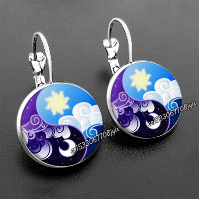 Stikliniai juodi ir balti dviejų kačių auskarai moteriški madingi stikliniai kabošono auskarai, nauji auskarai papuošalai papuošalai