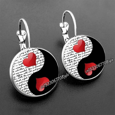 Stikliniai juodi ir balti dviejų kačių auskarai moteriški madingi stikliniai kabošono auskarai, nauji auskarai papuošalai papuošalai