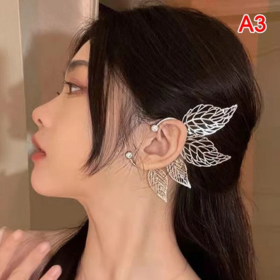 1Gb šiks elfs ausu aproce no kļavas lapas dobām cirkona lapām, kospleja pasaku auskaru klipši sievietēm, meitenēm kāzu ausu aproces rotaslietas