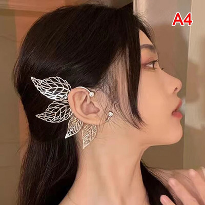 1Gb šiks elfs ausu aproce no kļavas lapas dobām cirkona lapām, kospleja pasaku auskaru klipši sievietēm, meitenēm kāzu ausu aproces rotaslietas