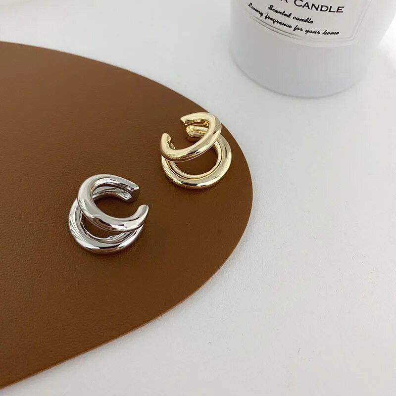 Piercing fals pentru urechi, cerc dublu, cercei falsi pentru femei, cleme de ureche din oțel inoxidabil, personalitate, cadou de bijuterii