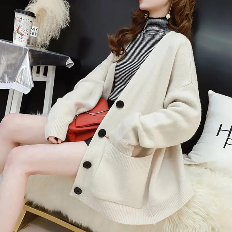 Geltona Mėlyna Raudona Megztas Moteriškas džemperis Pavasario Rudens Kasdienis laisvas ilgomis rankovėmis megztinis Moteriškas 6 spalvų moteriškas megztinis