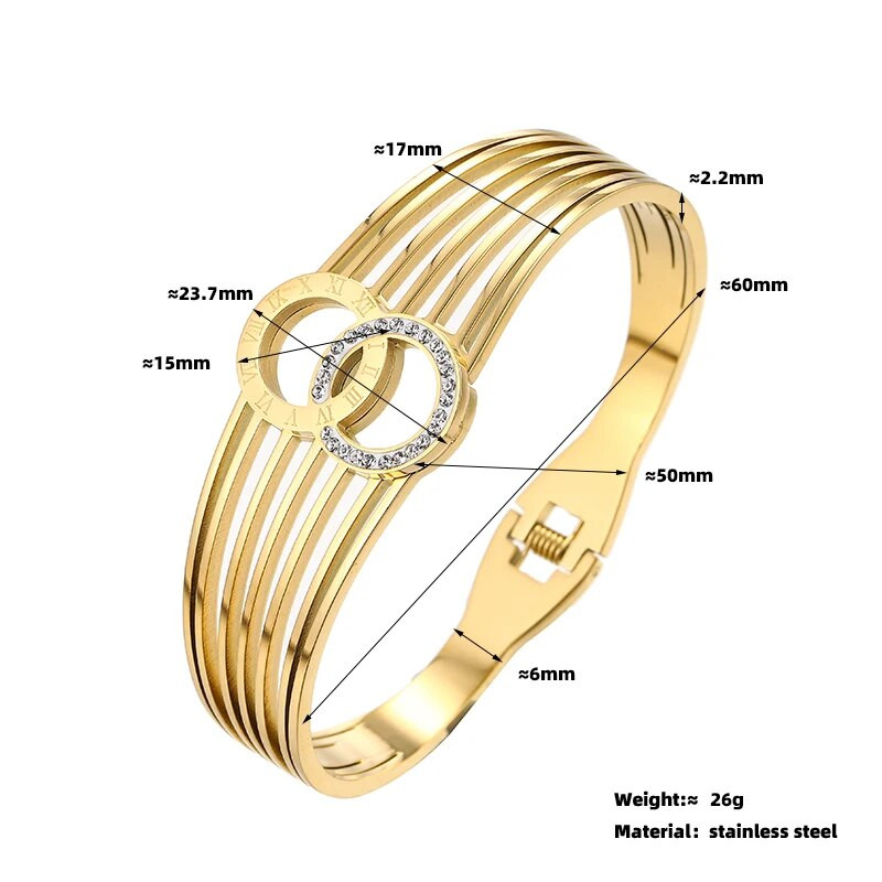 Vandeniui atspari nerūdijančio plieno apyrankė su romėniškais skaitmenimis