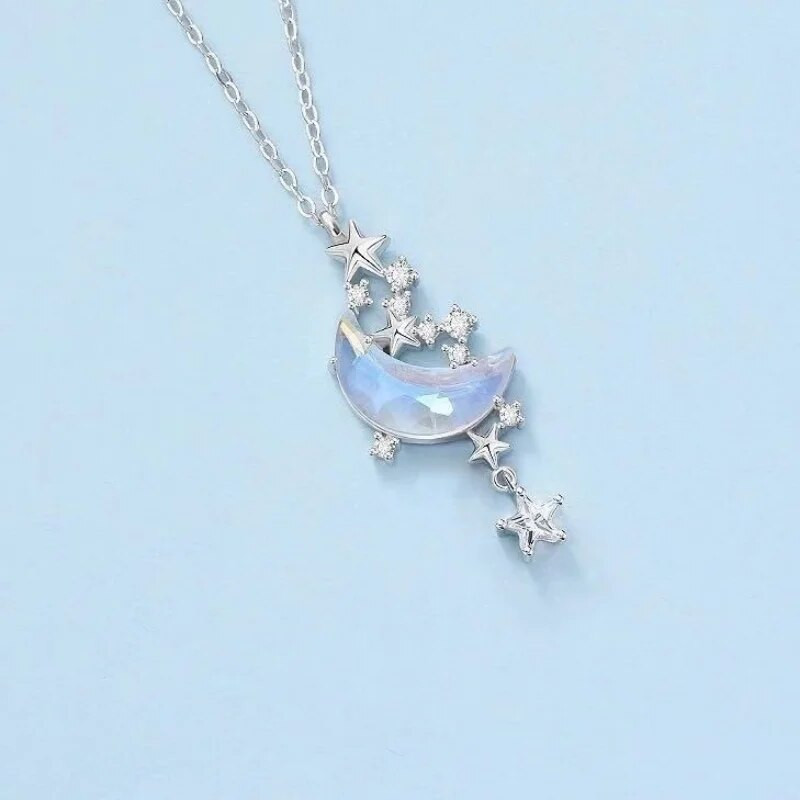 Európai és amerikai New Moon Splash Star River medál nyaklánc divat könnyű luxus egyszerű hold női gallér lánc