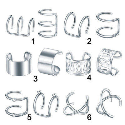 12/10/2gab. Nerūsējošā tērauda klipsi Ausu aproces auskari Viltus skrimšļa auskari sievietēm bez pīrsinga klipšu auskaru komplekta auskaru rotaslietas