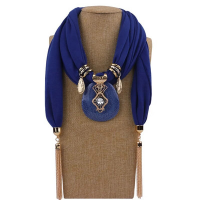 RUNMEIFA Νέο κρεμαστό κασκόλ κολιέ για γυναίκες Μακριά φούντα Μαύρο / άσπρο / χακί Κολιέ από βαμβάκι Κολιέ Κοσμήματα Δώρο #SW1852