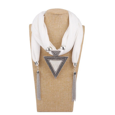 RUNMEIFA Νέο κρεμαστό κασκόλ κολιέ για γυναίκες Μακριά φούντα Μαύρο / άσπρο / χακί Κολιέ από βαμβάκι Κολιέ Κοσμήματα Δώρο #SW1852