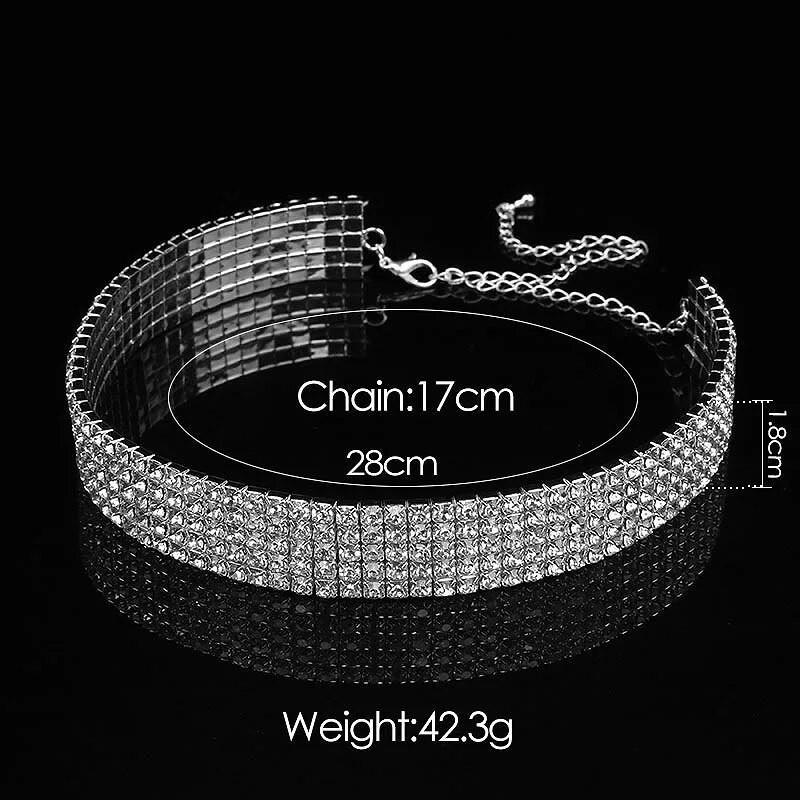 TREAZY līgavas kāzu izlaiduma balles 1-5 rindu kalnu strēles kaklarota ar kaklarotu sievietēm Diamante Crystal Choker kaklarota, elastīga aukla