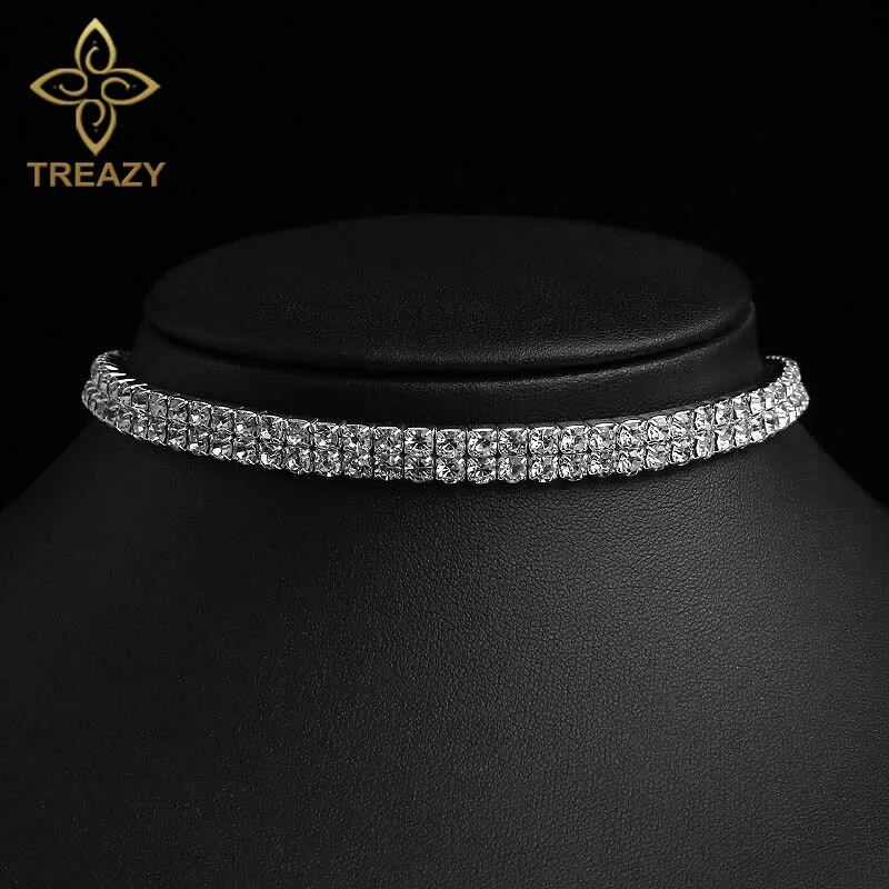 TREAZY līgavas kāzu izlaiduma balles 1-5 rindu kalnu strēles kaklarota ar kaklarotu sievietēm Diamante Crystal Choker kaklarota, elastīga aukla