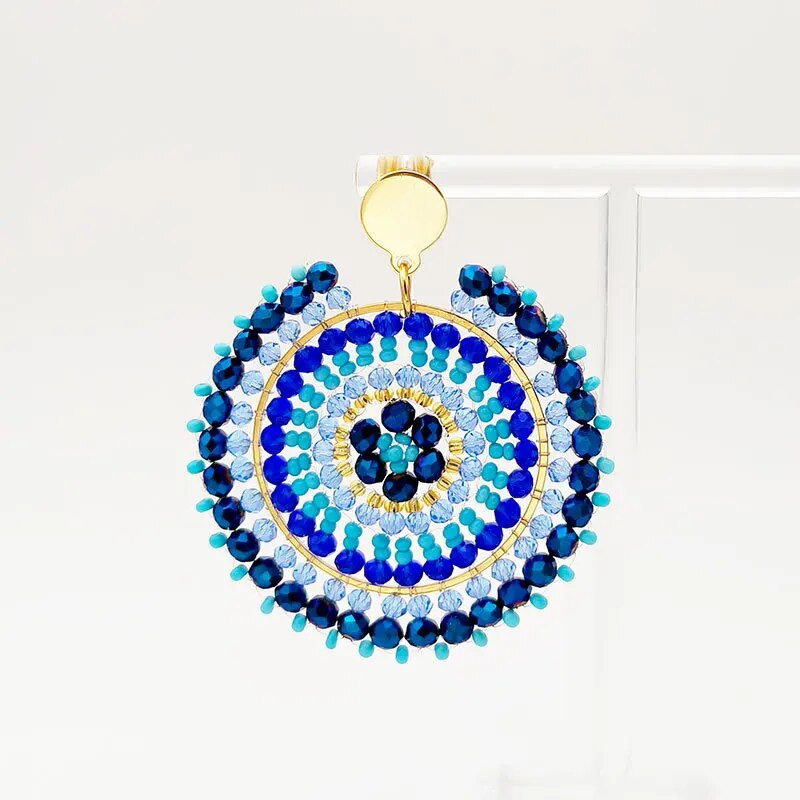 Rīsu pērlīšu auskari Apaļums Oriģinalitāte Mode Roku adīšana Bohēmijas ģeometrija Vienkārša sakausējuma auskari ar pērlītēm