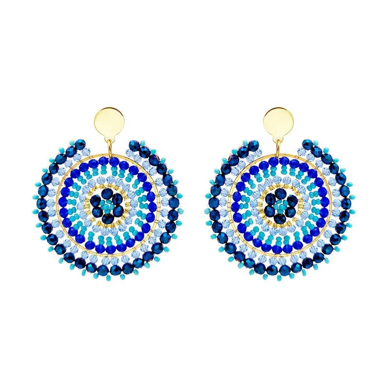 Rīsu pērlīšu auskari Apaļums Oriģinalitāte Mode Roku adīšana Bohēmijas ģeometrija Vienkārša sakausējuma auskari ar pērlītēm