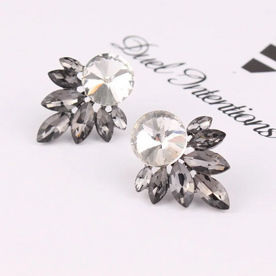 LUBOV Nagy Kerek Strasszkő berakásos Ezüst Szín Fém Fülbevaló 13 Szín Kristály Levelek Piercing Fülbevaló Női Ékszer Ajándék