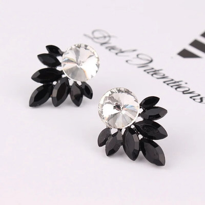 LUBOV Nagy Kerek Strasszkő berakásos Ezüst Szín Fém Fülbevaló 13 Szín Kristály Levelek Piercing Fülbevaló Női Ékszer Ajándék