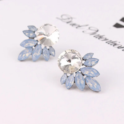 LUBOV Nagy Kerek Strasszkő berakásos Ezüst Szín Fém Fülbevaló 13 Szín Kristály Levelek Piercing Fülbevaló Női Ékszer Ajándék