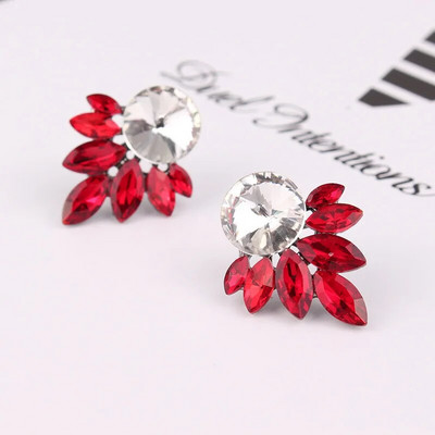 LUBOV Nagy Kerek Strasszkő berakásos Ezüst Szín Fém Fülbevaló 13 Szín Kristály Levelek Piercing Fülbevaló Női Ékszer Ajándék