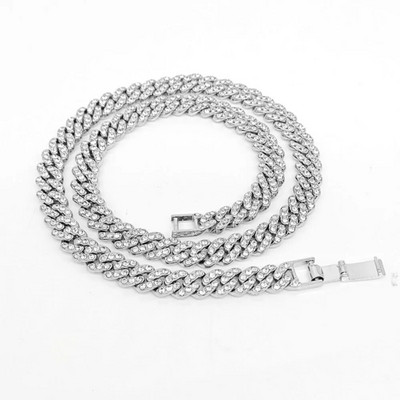 Jauna 9 MM hiphopa vīriešiem sieviešu zaru kubiešu ķēdes kaklarota Bling Iced Out 1 rindas kalnu strēles akmens bruģēts Maiami Kubas ķēdes rotaslietas dāvana