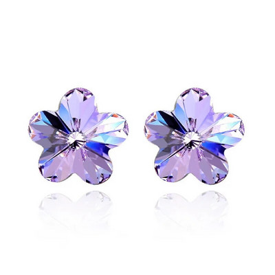 1 cm Moda Cristal Simplu Cubic Cinci Petale Floare Cercei Stud eleganti pentru femei Bijuterii de modă fermecătoare Floare de cristal