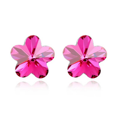 1 cm madingi paprasti krištoliniai kubiniai penkių žiedlapių gėlė Elegantiški auskarai su segtukais moterims Žavingi madingi papuošalai krištolinė gėlė